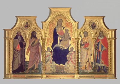 Madonna und Kind mit St. Antonius Abt, St. Johannes dem Täufer, St. Laurentius und St. Julian, 1404 von Lorenzo di Niccolo Gerini